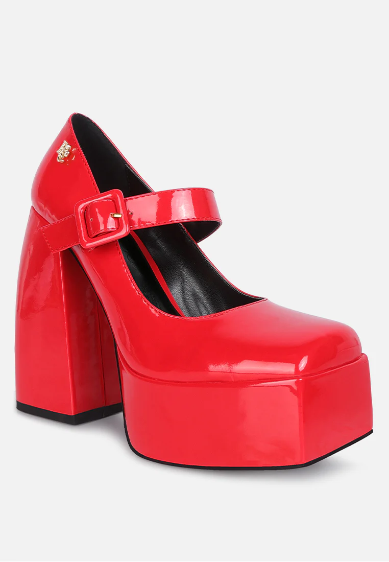 PABLO Red Statement High Platform Heel Mary Jane Sandals