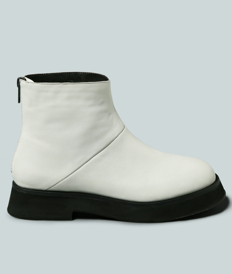 PALTROW Zip-Up White Ankle Boot