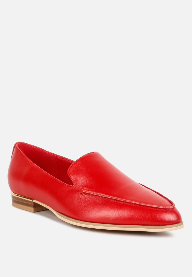  RICHELLI Metallic Sling Detail Loafers In Red