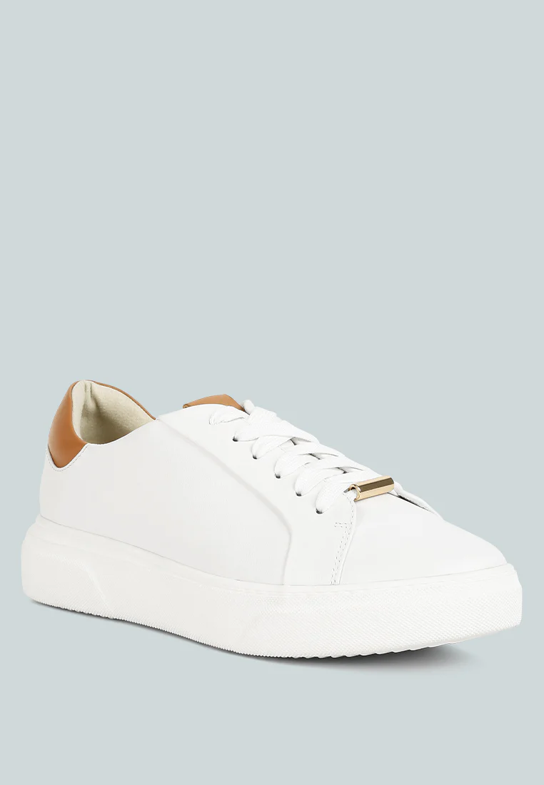 SCHICK Lace Up Leather Sneakers In Tan