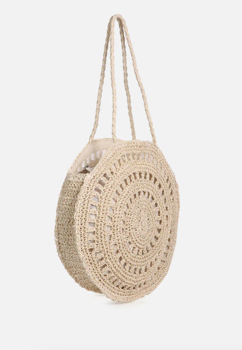 Bolso redondo de crochet de papel hecho a mano WILD-FIBER