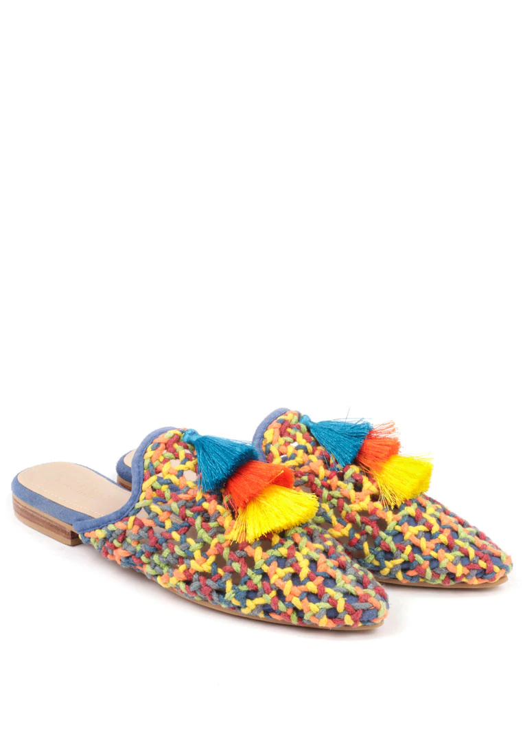 ZOOEY COLORFUL WOVEN FLAT MULES