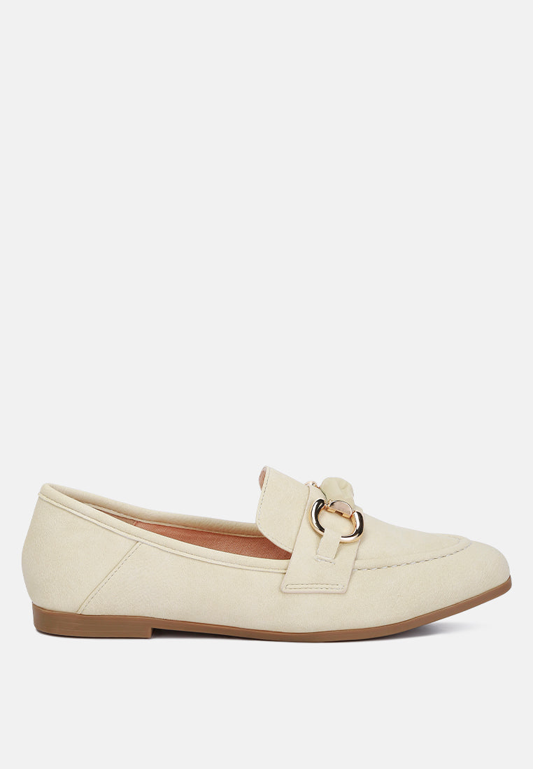 Asher Horsebit Embellished Loafers In Beige