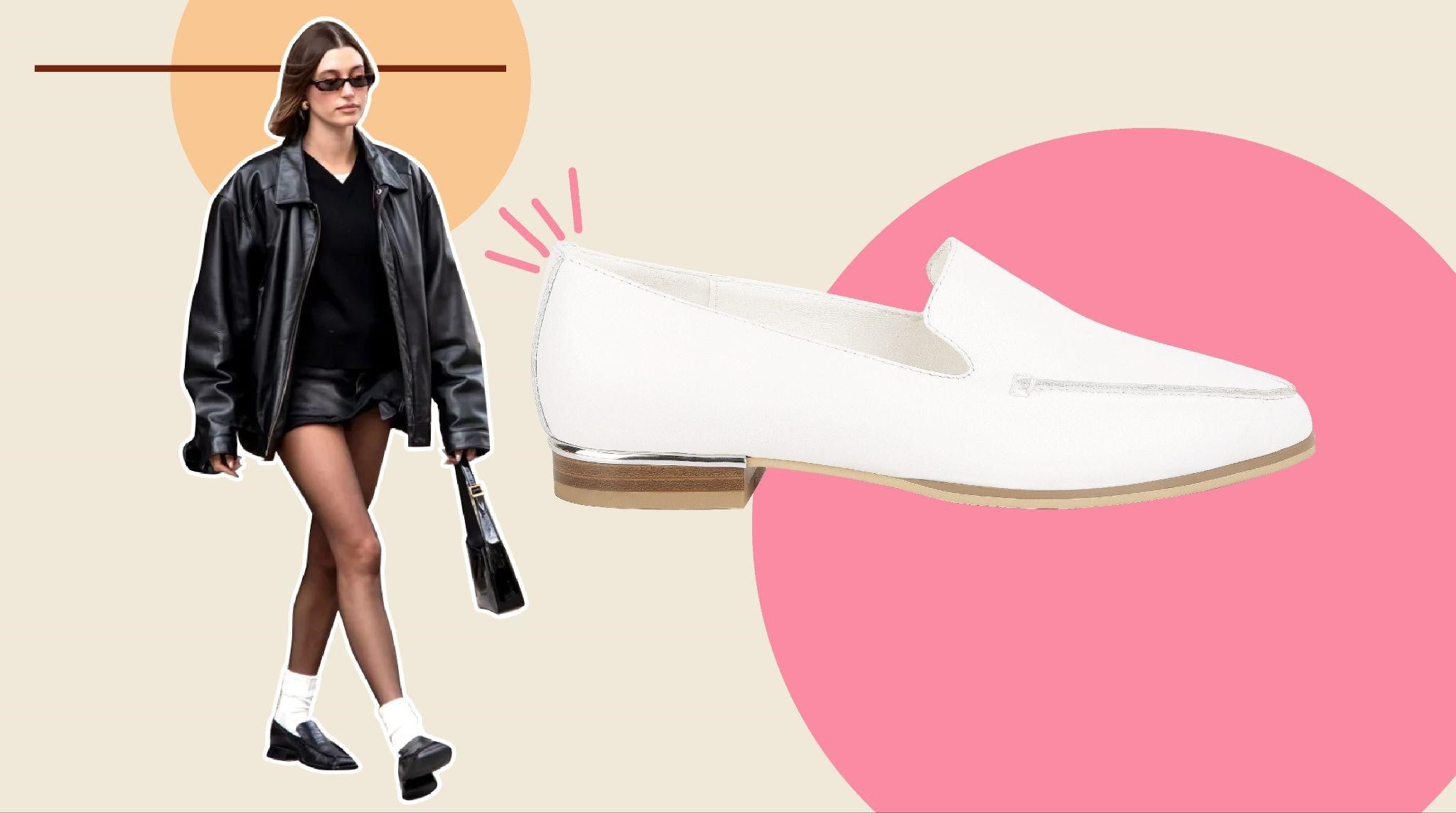 hailey bieber in black loafers