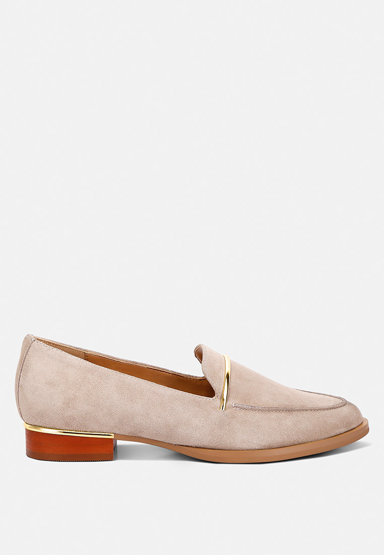 PAULINA Taupe Suede Slip-on Loafers