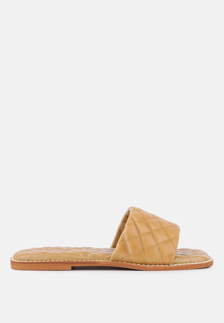 ODALTA Beige Handcrafted Quilted Summer Flats