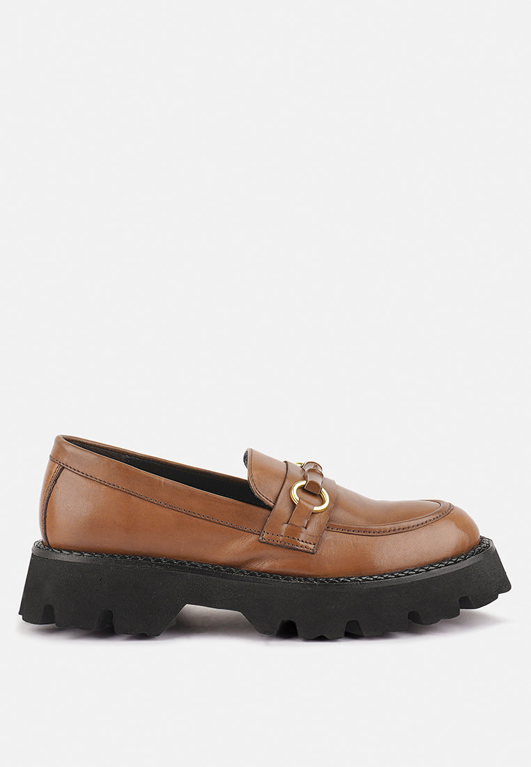 CHEVIOT Tan Chunky Leather Loafers