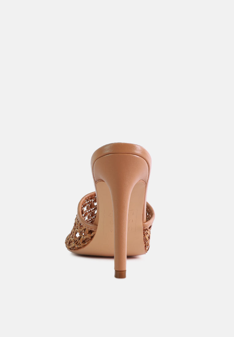 TEASE Mocca Woven Stiletto Slides