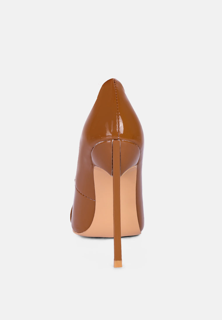 COCKTAIL Buckle Embellished Stiletto Pump Shoes in Camel