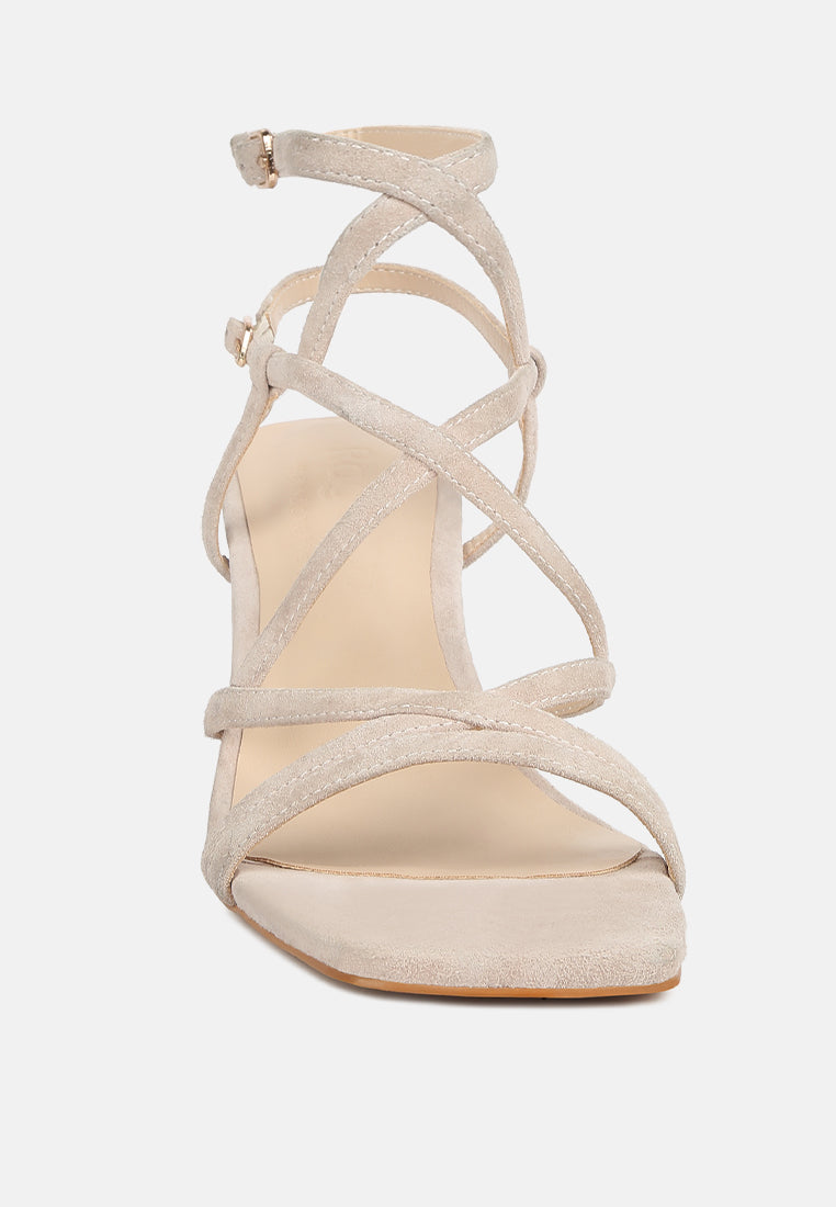 FIORELLA Beige Strappy Block Heel Sandals