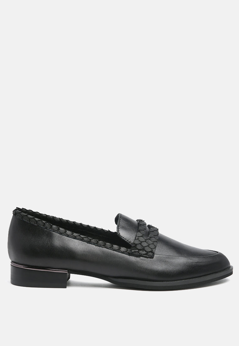 NADIA Black Leather Penny Loafers