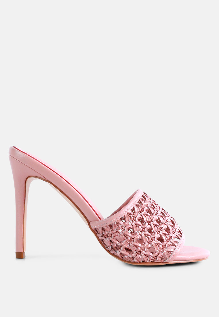 TEASE Pink Woven Stiletto Slides