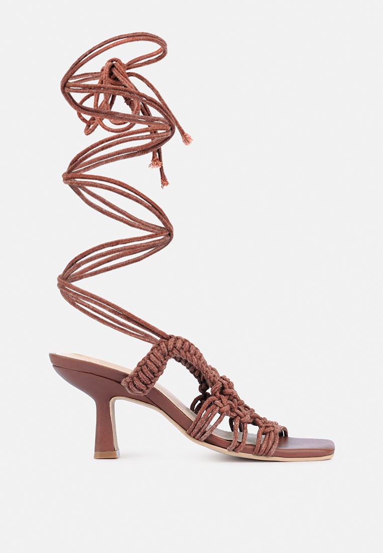 BEROE Mocca Braided Handcrafted Lace Up Sandal