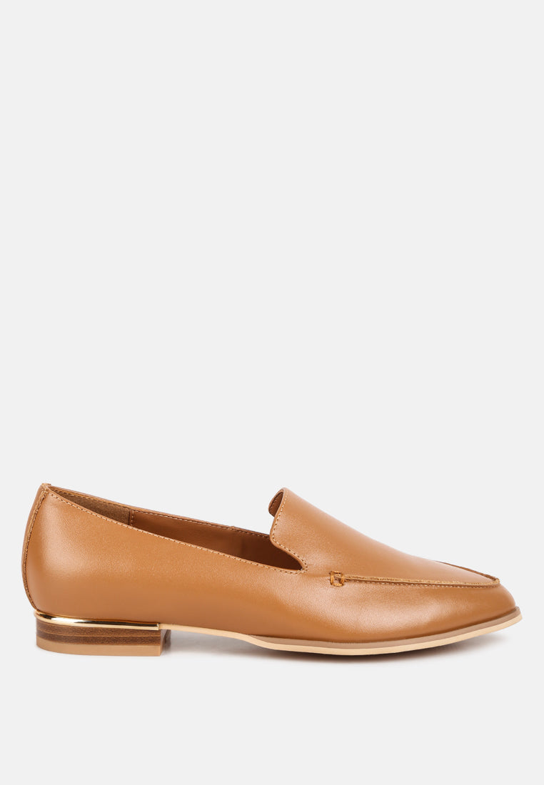 RICHELLI Metallic Sling Detail Loafers in Tan