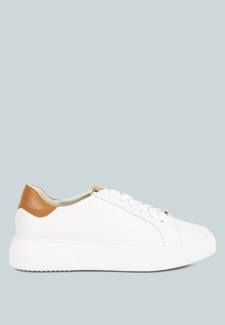 SCHICK  Lace Up Leather Sneakers in Tan