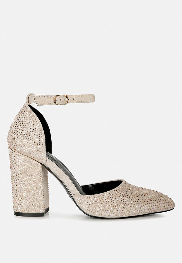 Buy Gold Diamante Strappy Block Heels by Veruschka by Payal Kothari Online  at Aza Fashions.