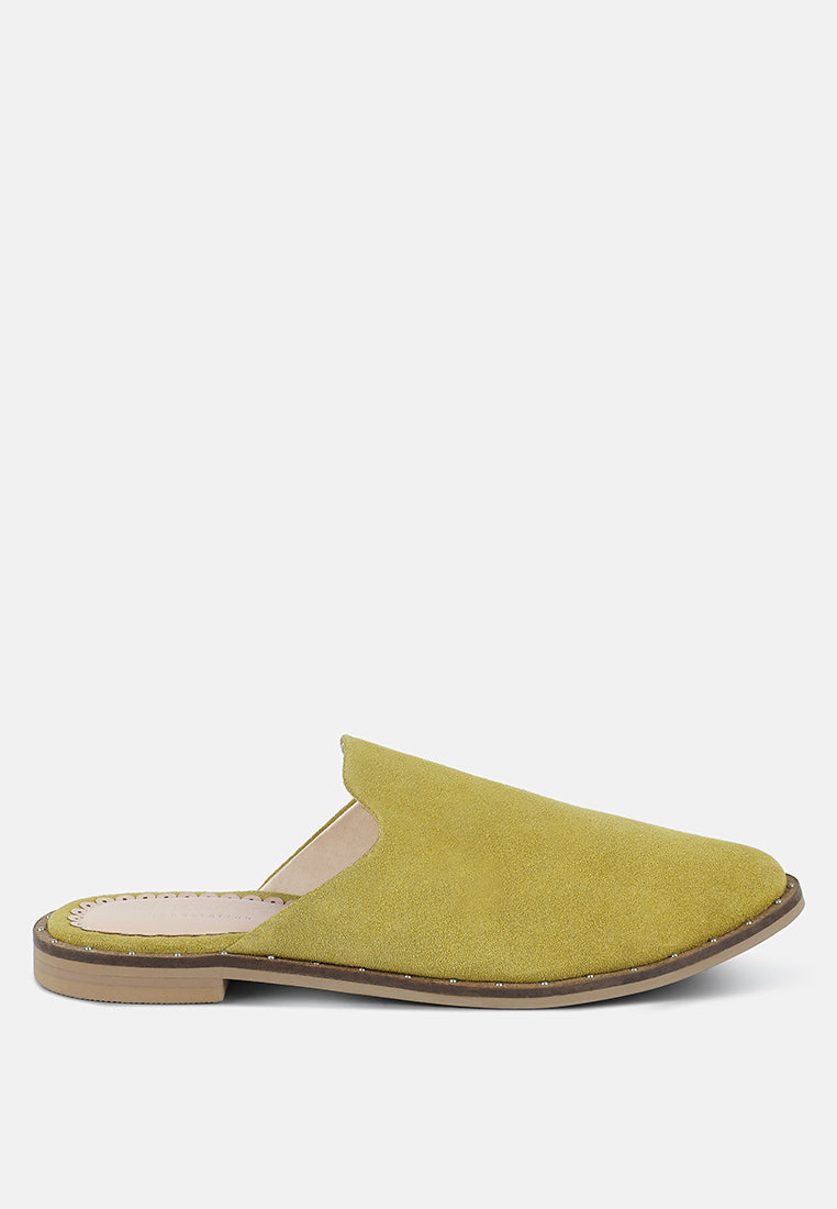 LIA Mustard Handcrafted Suede Mules