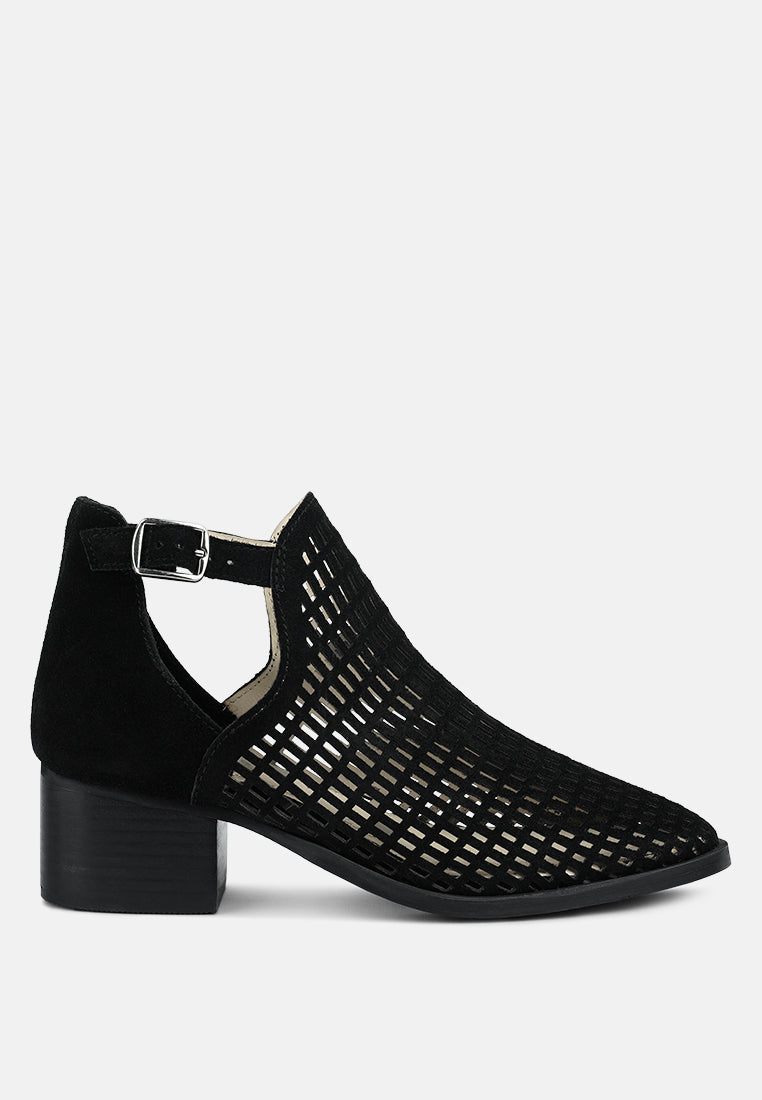 ROSALYN Black Block Heeled Cut-Out Sandal