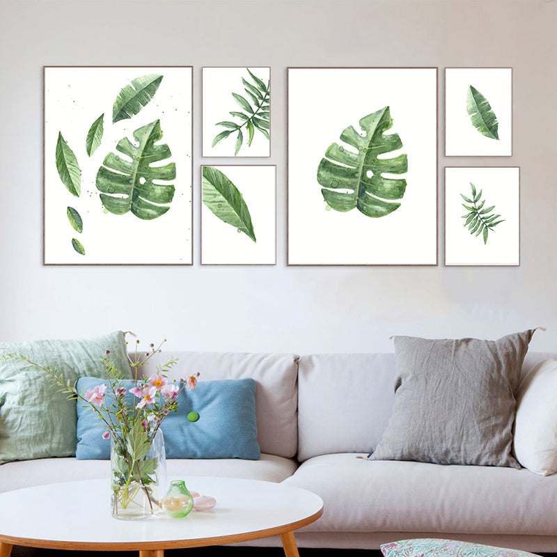 Green Leaf Nordic Canvas Painting Wall Art Home Decor Plant Branch Flo Laser Artisans