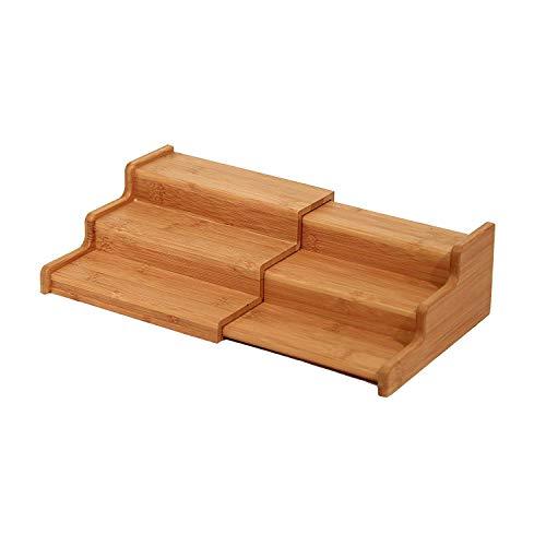 Seville Classics 3-Tier Expandable Bamboo Spice Rack Step Shelf Cabinet Organizer