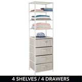 Save mdesign vertical dresser storage tower sturdy steel frame easy pull fabric bins organizer unit for bedroom hallway entryway closets textured print 4 drawers 4 shelves linen tan