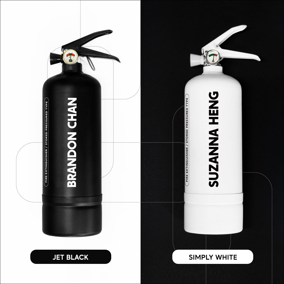 Customized Fire Extinguisher in Jet Black or Simply White