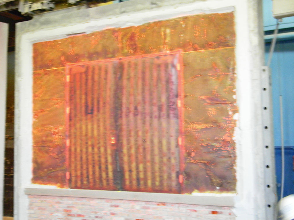 Double fire door immediately after 3 hour fire test inside a 4-hour rated Durasteel wall.