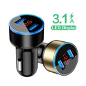 Lovebay 3.1A LED Display Dual USB Car Charger Universal Mobile Phone Aluminum Car-Charger for Xiaomi Samsung iPhone 11 Pro Max