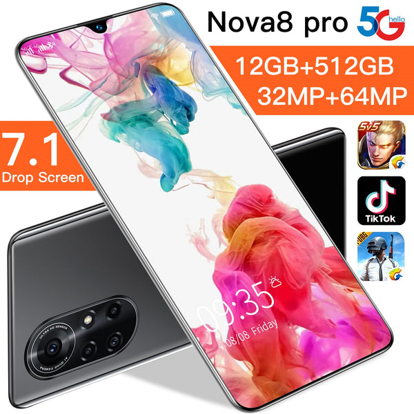 Nowa8 Pro 7.3 Inch 16G+512G MTK6889 Dual SIM New Phone 6800mAh Deca
