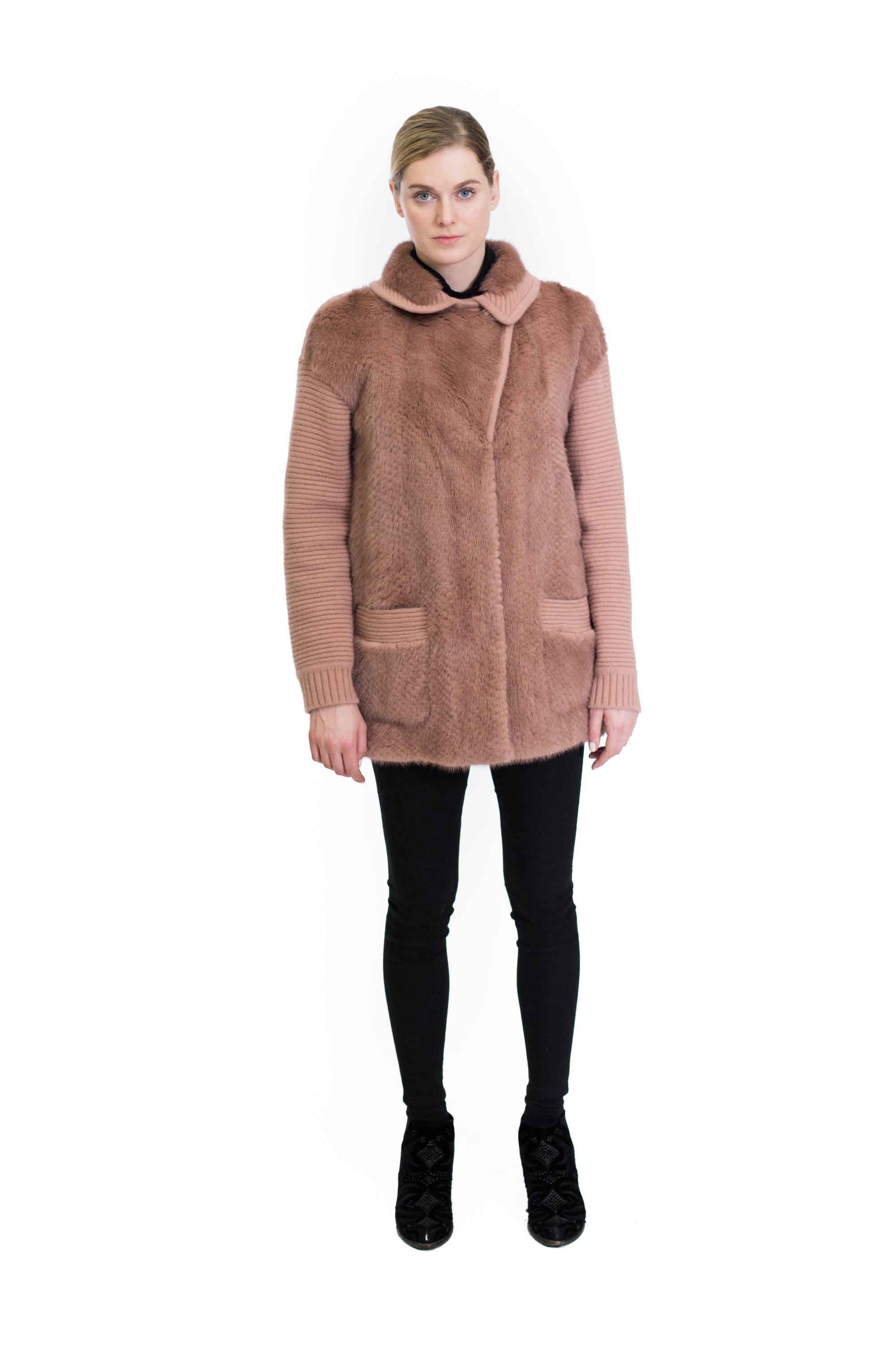 Knitted Coat with Mink - Belle Fare Shop