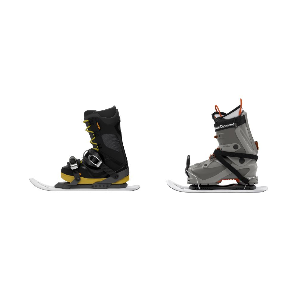 Skiboards, skiblades, skis courts, Snowfeet, Bigfoot, Snowblades, skiskates, patins à neige