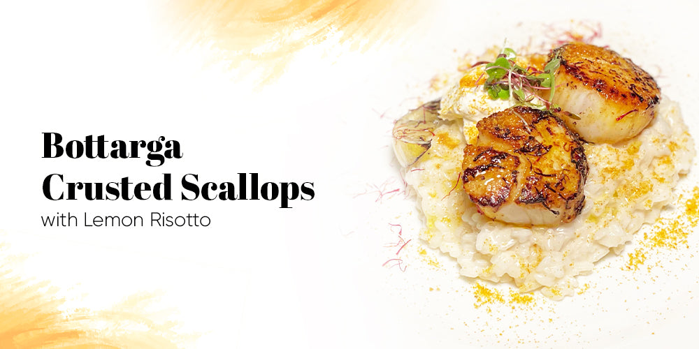 Bottarga-crusted Scallops with Lemon Risotto Recipe by Titaitalia