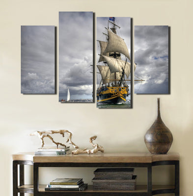 4 Panel Sailing Ship Painting Wall Art Decor Printed Canvas Picture Newcanvasprint