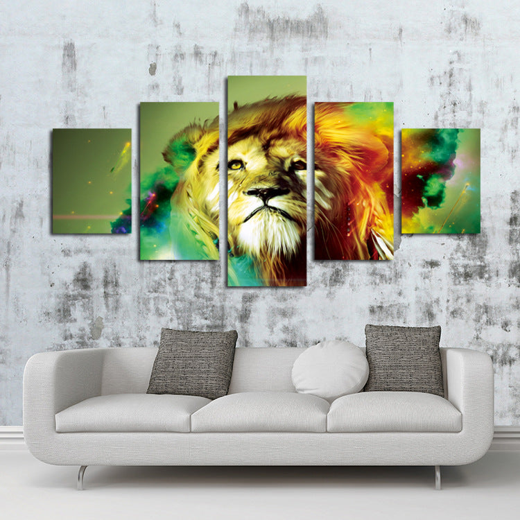 5 Panel Lion Canvas Wall Prints Picture Painting Living Room Decor Art Newcanvasprint