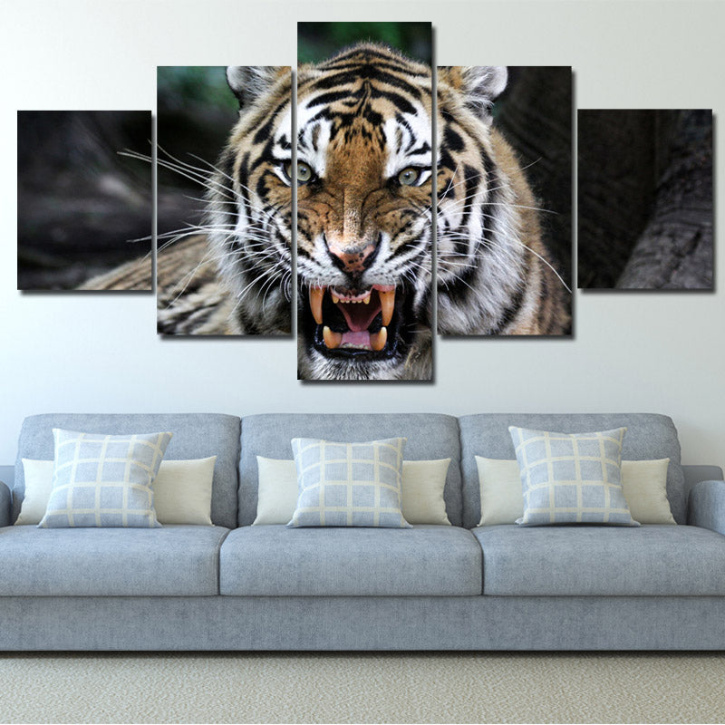 Tiger Roar Print Painting 5 Panel Modern Animal Canvas Picture Art Newcanvasprint