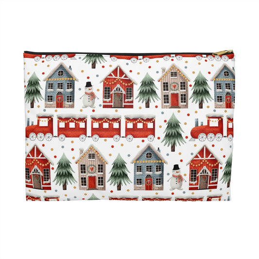 Christmas Trains and Houses Accessory Pouch