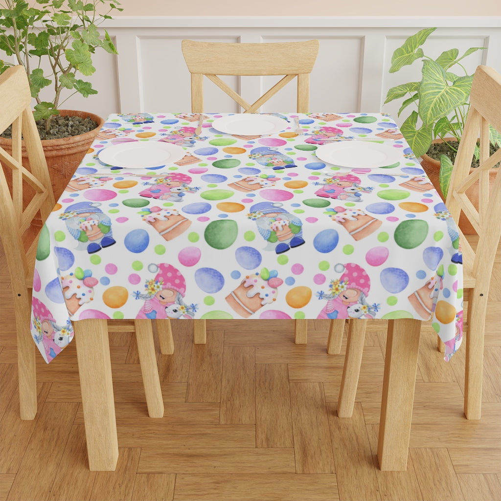 Easter Gnomes and Pastel Eggs Table Cloth