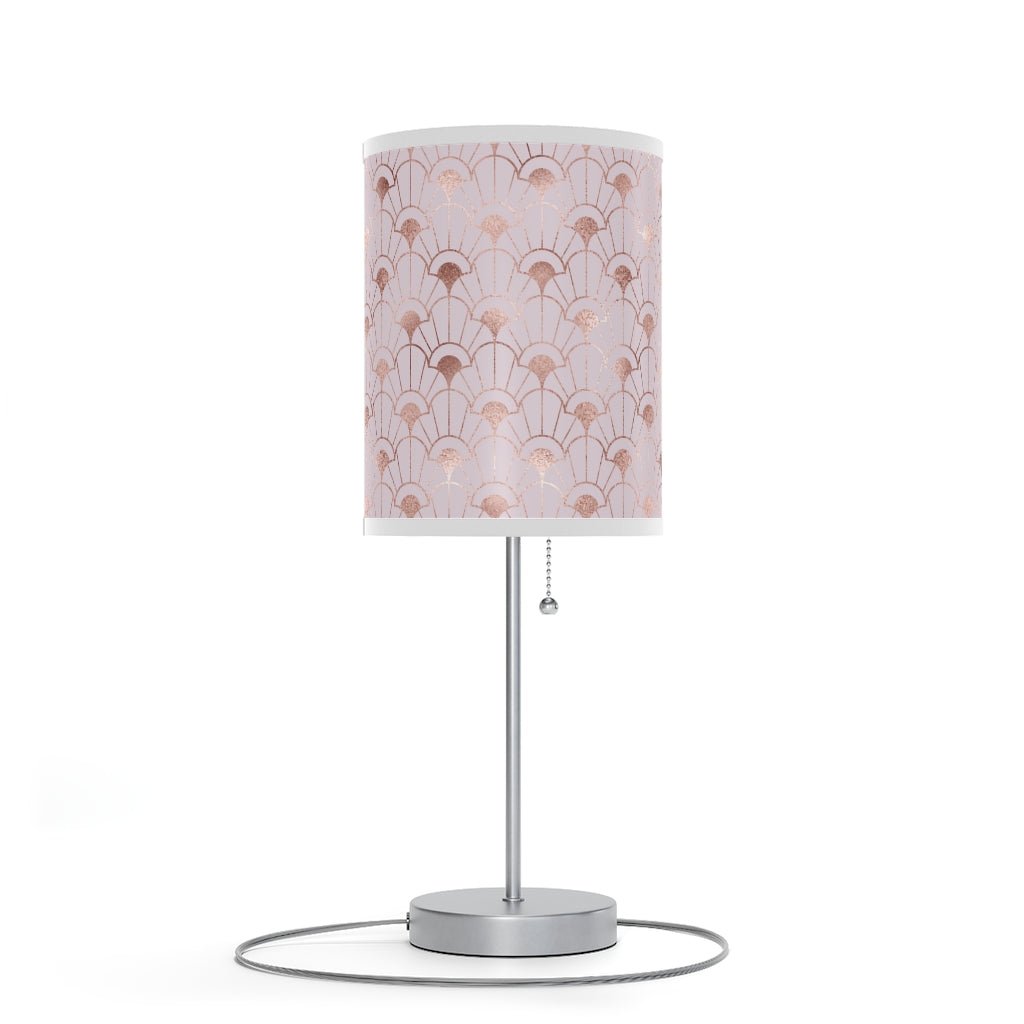 Rose Gold Art Deco Flowers Table Lamp - Puffin Lime