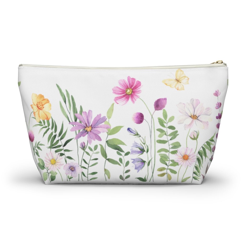 Spring Flower Garden Accessory Pouch w T-bottom - Puffin Lime