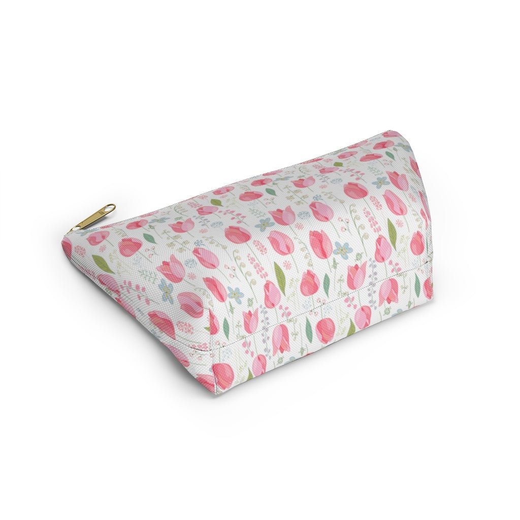 Spring Pink Tulips Accessory Pouch w T-bottom - Puffin Lime