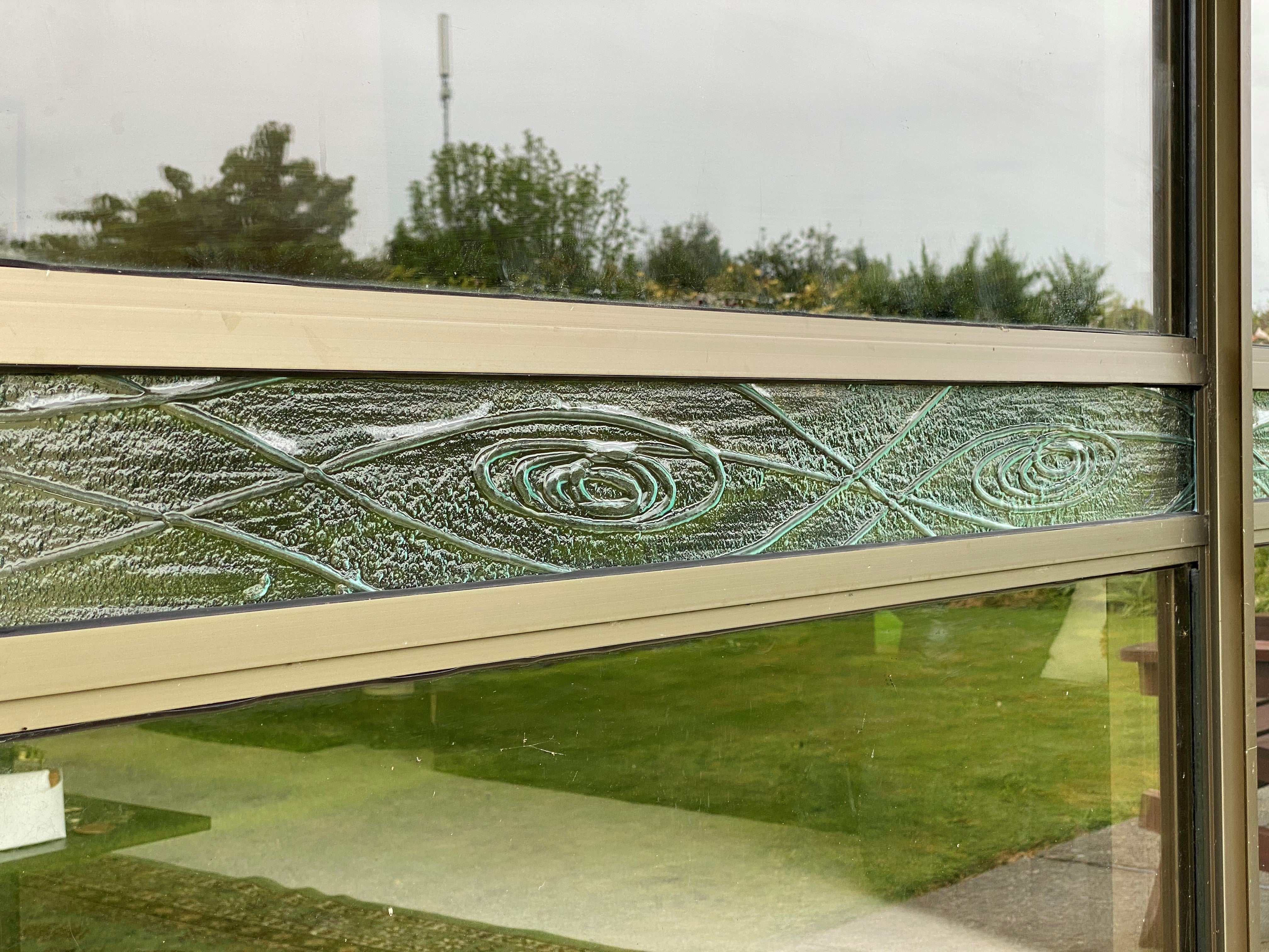 upgrade an old door window slider with slumped textured reeded patterned textured glass