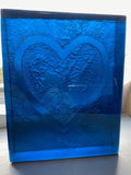 blue glass headstone block