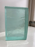 clear glass headstone block