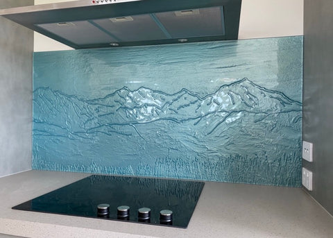 Slumped Glass mountain splashback