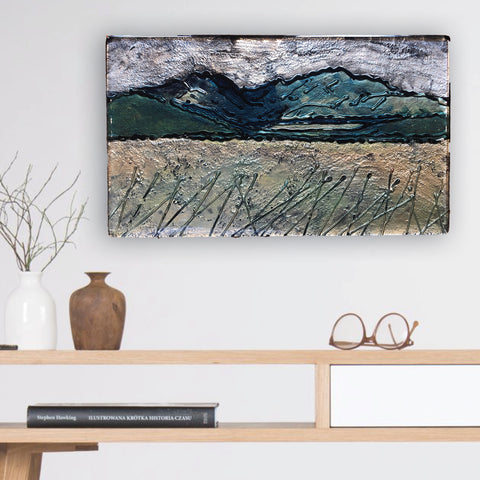 Mountain scape - remarkables - central otago - slumped glass - handmade in new zealand 