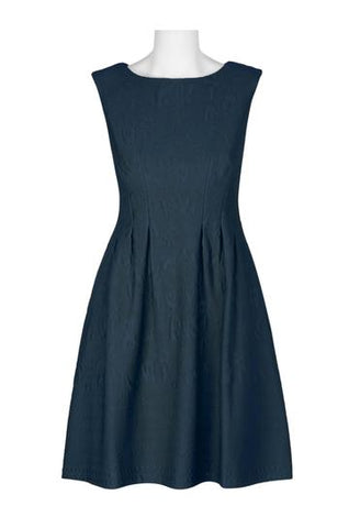 Navy pocketed A-line dress