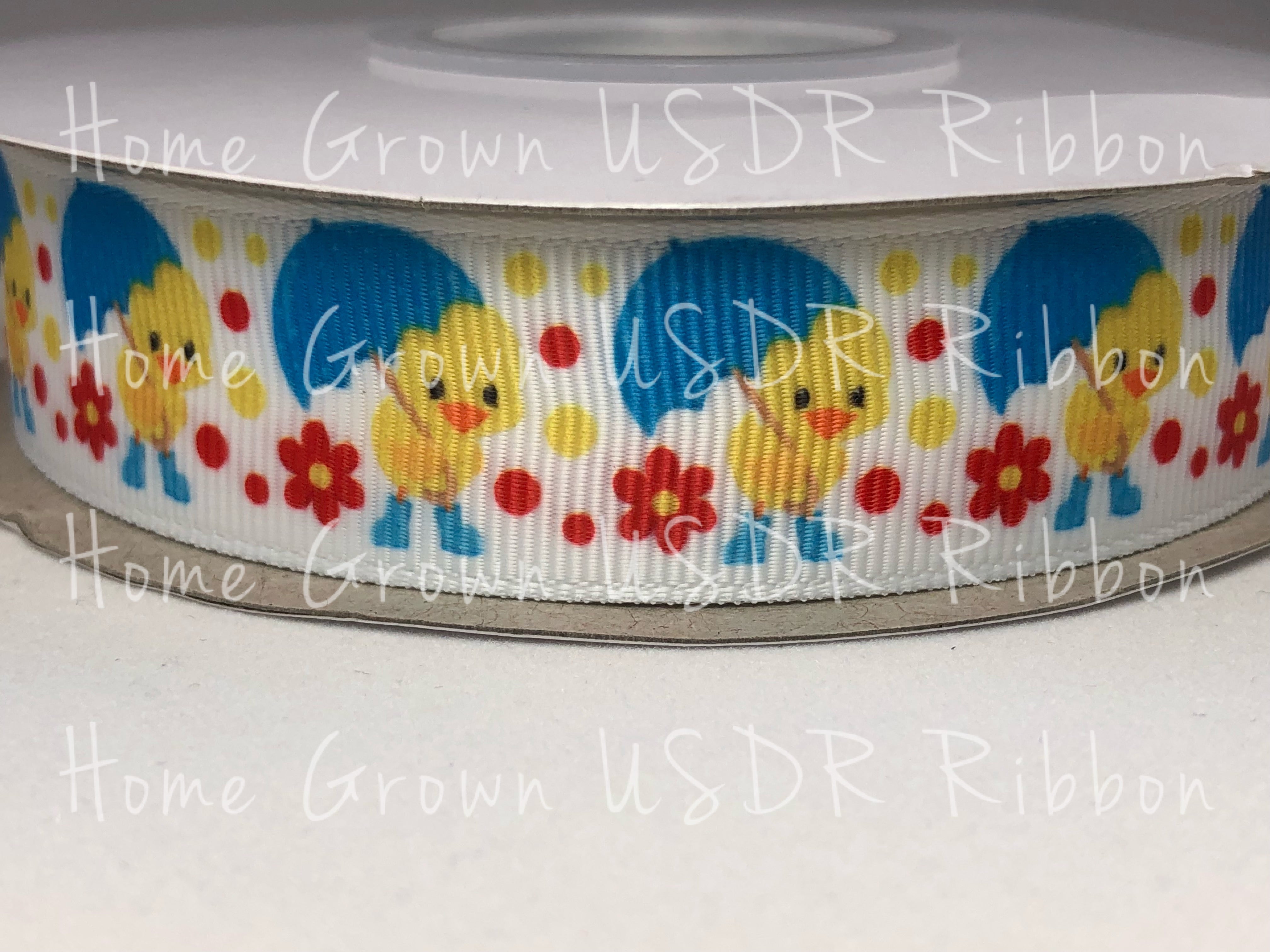 Rainy Day Duck 7/8 Inch Grosgrain Ribbon