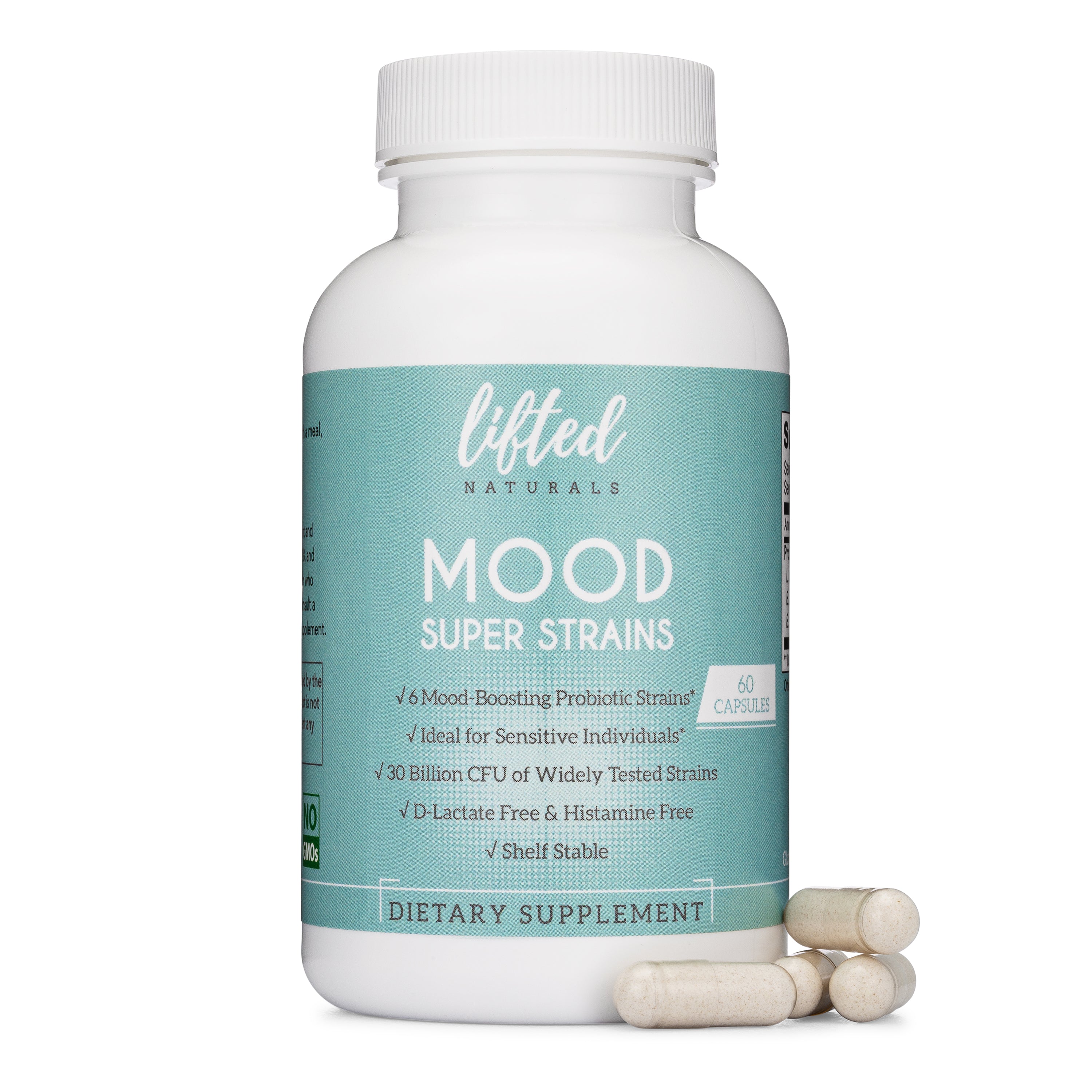 Mood Super Strains Probiotic - NO Prebiotics - Histamine-Free - Featuring L. Rhamnosus GG