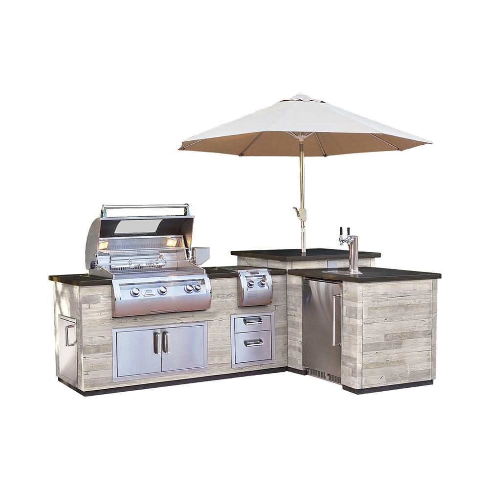 Fire Magic L Outdoor Kitchen Island Silver Pine Island Only Outdoor Cooking Pros