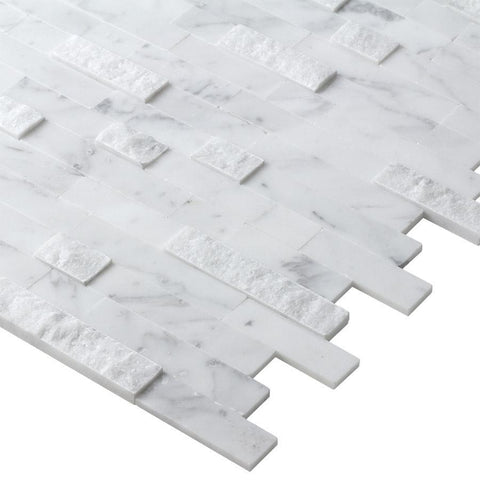 Doe Het Zelf Peel And Stick Classic Linear Grey White Stone Mosaic Tile Backsplash Mto0213 Foyletrails